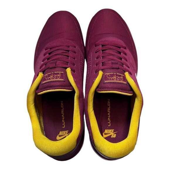 NIKE SB PAUL RODRIGUEZ LUNARLON DYNAMIC SUPPORT BURGANDY GOLD SZ 13 TEAM Colors - Picture 6 of 9